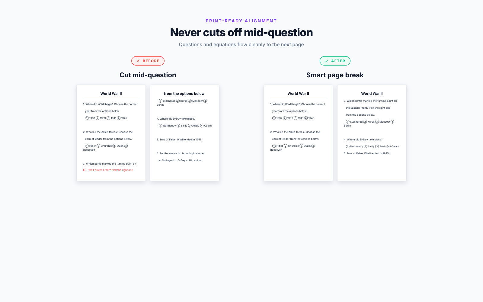 LessonPrint comparing AI-generated vs traditional worksheet quality